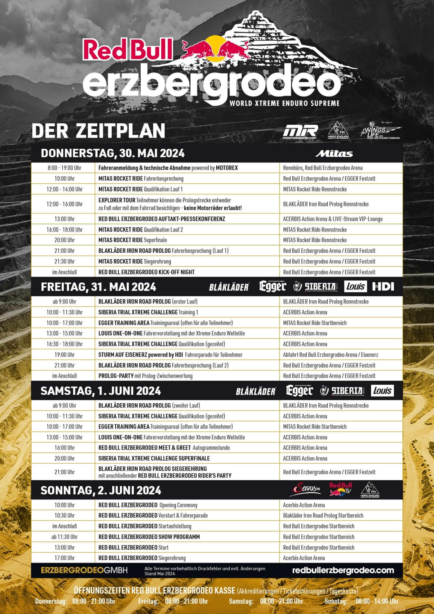 Der Erzbergrodeo 2024 Zeitplan